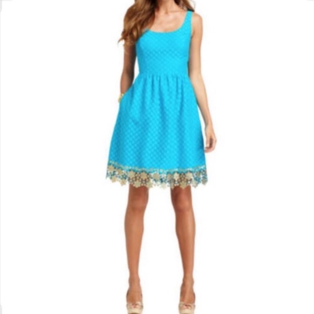 Bright Blue & Gold Lilly Dress